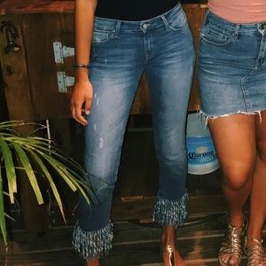 ANKLE FRILL SKINNY JEANS